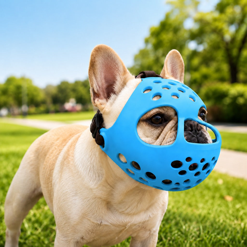 Ortekor Short-Snout Dog Muzzle for French Bulldogs - Breathable No-Bite & Anti-Scavenging Muzzle for Walks, Grooming and Daily Care