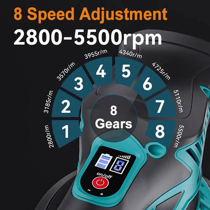 Cordless Dual-Action Auto Buffer with 8-Speed Control & Digital Display for Scratch Removal