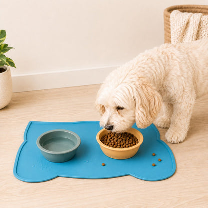 Ortekor Raised-Edge Silicone Pet Feeding Mat for Cats & Dogs - Keeps Floors Clean at Mealtime