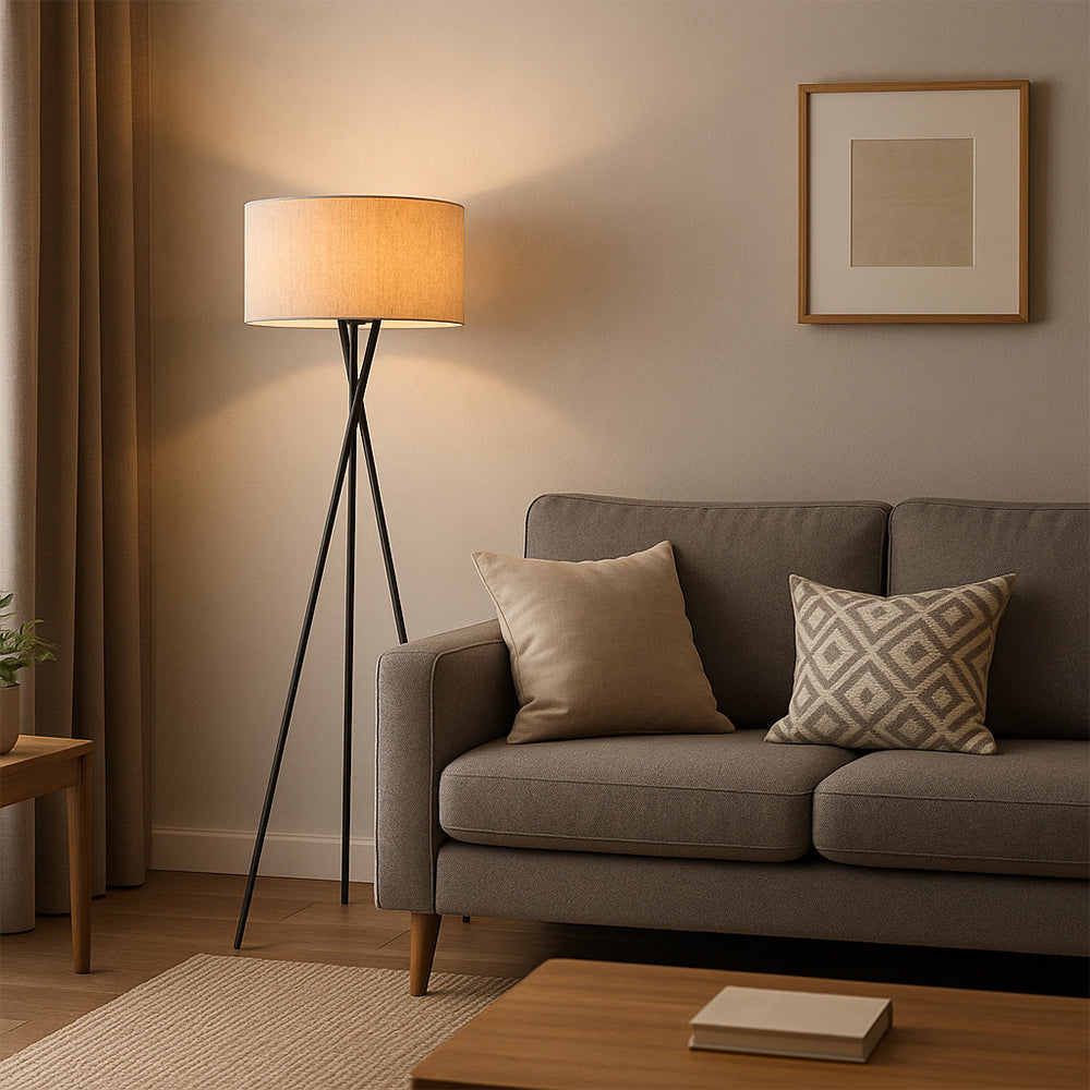 Silk Fabric Floor Lamp with Warm White LED – 63 in Modern Minimalist Standing Light for Living Room & Bedroom