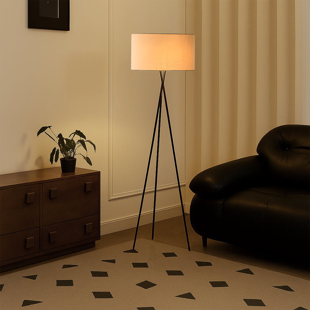 Silk Fabric Floor Lamp with Warm White LED – 63 in Modern Minimalist Standing Light for Living Room & Bedroom