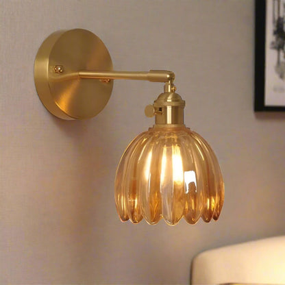Floral Glass Sconce E26 Base 4.7 in Shade Bedroom Hallway Accent Light Fixture Metal Frame Classic Style for Living Room Bedside Mirror Corr