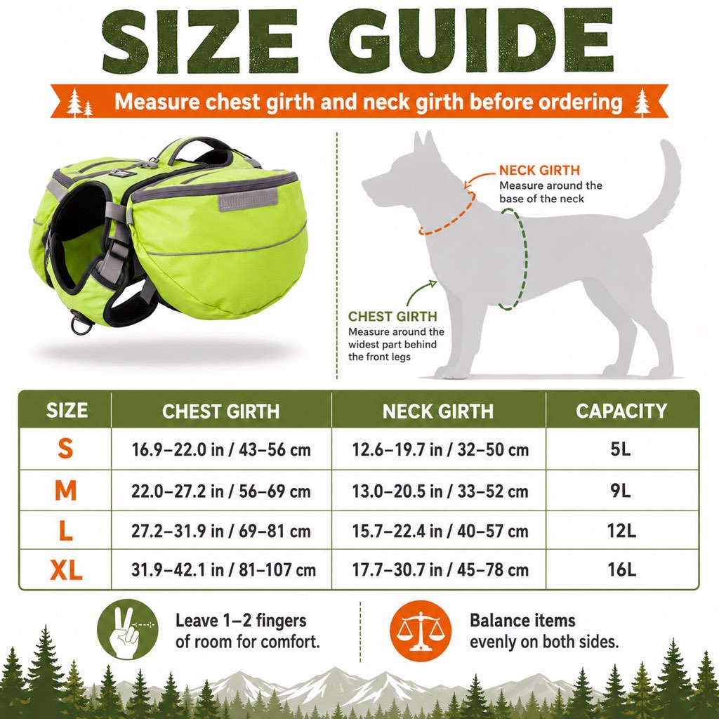 Ortekor Dog Saddlebag Backpack Harness for Hiking & Camping - Hands-Free Storage for Water, Treats & Trail Essentials