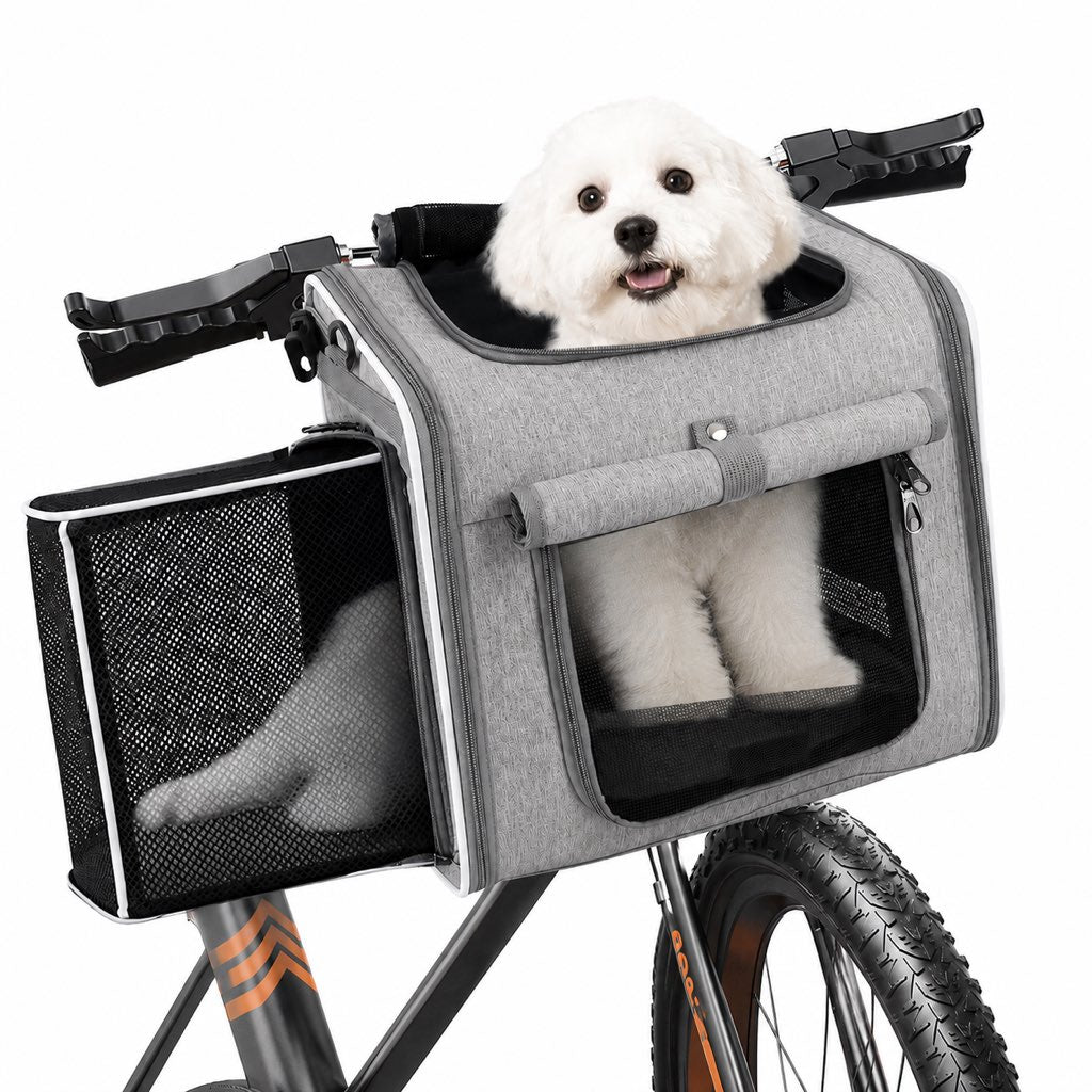 Ortekor 4-in-1 Expandable Bike Pet Carrier Backpack for Cats &Small Dogs - Hands-Free Rides, Car Travel & Vet Trips with Extra Breathing Room