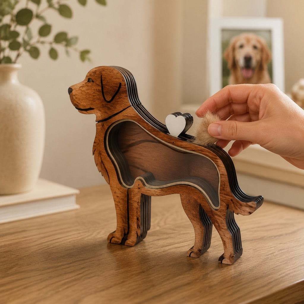 Ortekor Wooden Pet Fur Keepsake Box for Grooming Memories & Pet Loss - Display Their Fur Instead of Hiding It Away