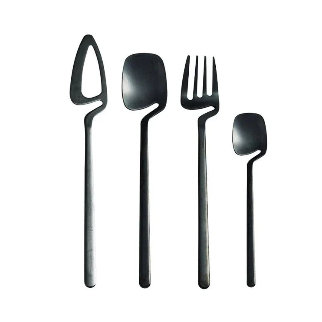 Dining Flatware Set 304 Stainless Steel Hollow Handle Fork Knife Spoon Service for 4 6 12 Modern Table Setting Silver Black Gold Rose Gold