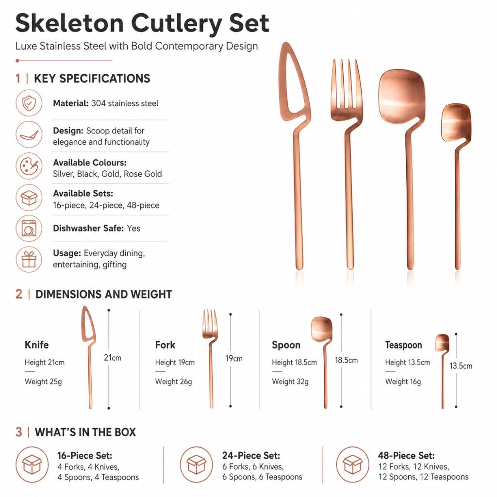 Dining Flatware Set 304 Stainless Steel Hollow Handle Fork Knife Spoon Service for 4 6 12 Modern Table Setting Silver Black Gold Rose Gold