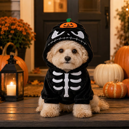 Ortekor Halloween Dog & Cat Costume Hoodie – One-Piece Spooky Outfit for Parties, Photos & Fall Fun