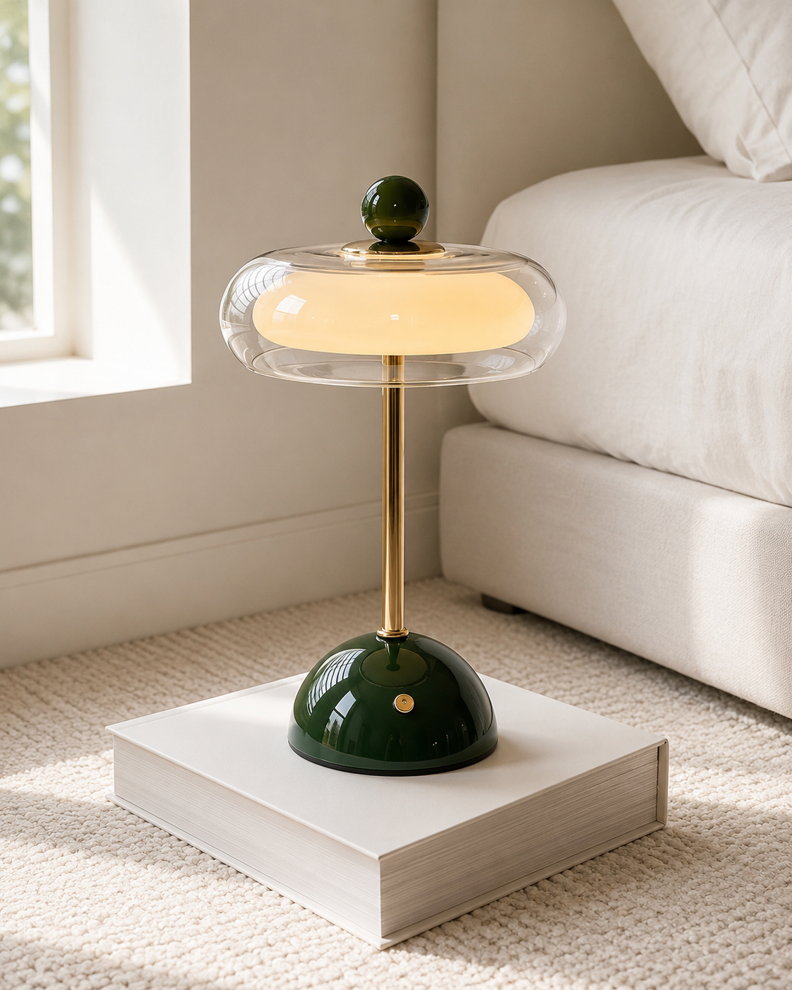Rechargeable Mid-Century Modern Mushroom Desk Light with Touch Dimming & 3 Light Modes for Bedroom, Living Room & Office
