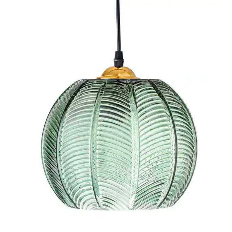 Hanging Ceiling Fixture with Organic Foliage Motif in Translucent Green – 12-Inch Diameter Drop Light for Dining Area, Kitchen Island, or Be