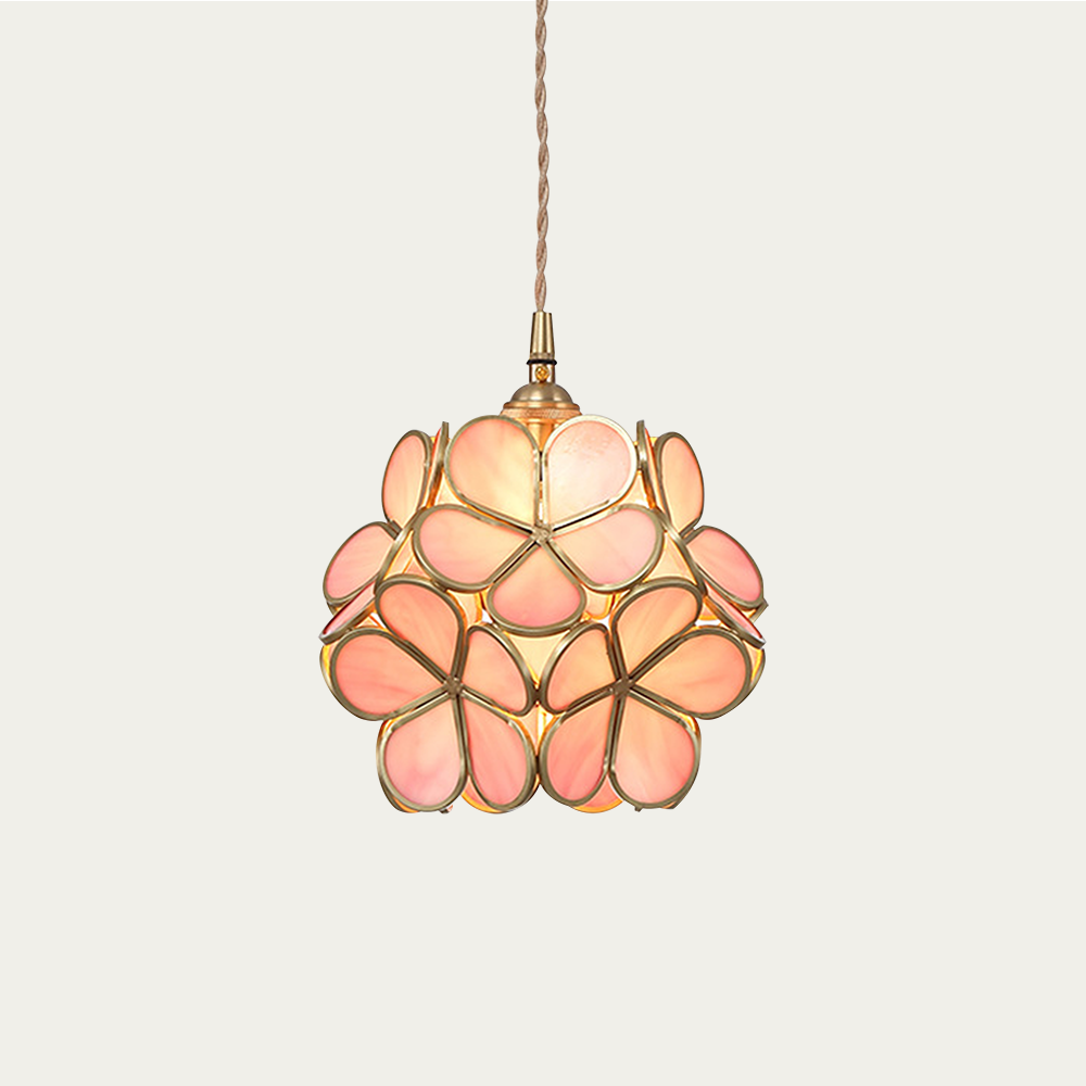 Sculptural Glass Petal Hanging Fixture E27 40W Single-Bulb Overhead Lamp for Dining Room Bedroom Entryway Ambient Decor Layered Glow