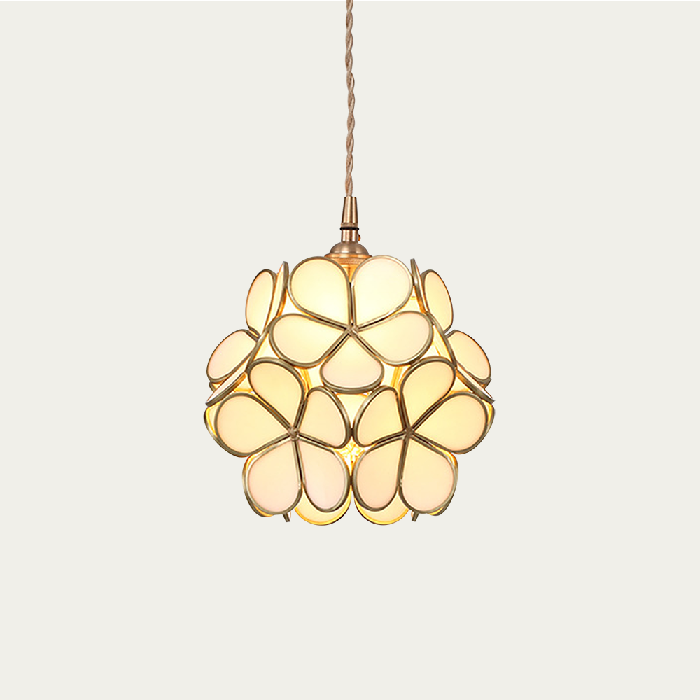 Sculptural Glass Petal Hanging Fixture E27 40W Single-Bulb Overhead Lamp for Dining Room Bedroom Entryway Ambient Decor Layered Glow