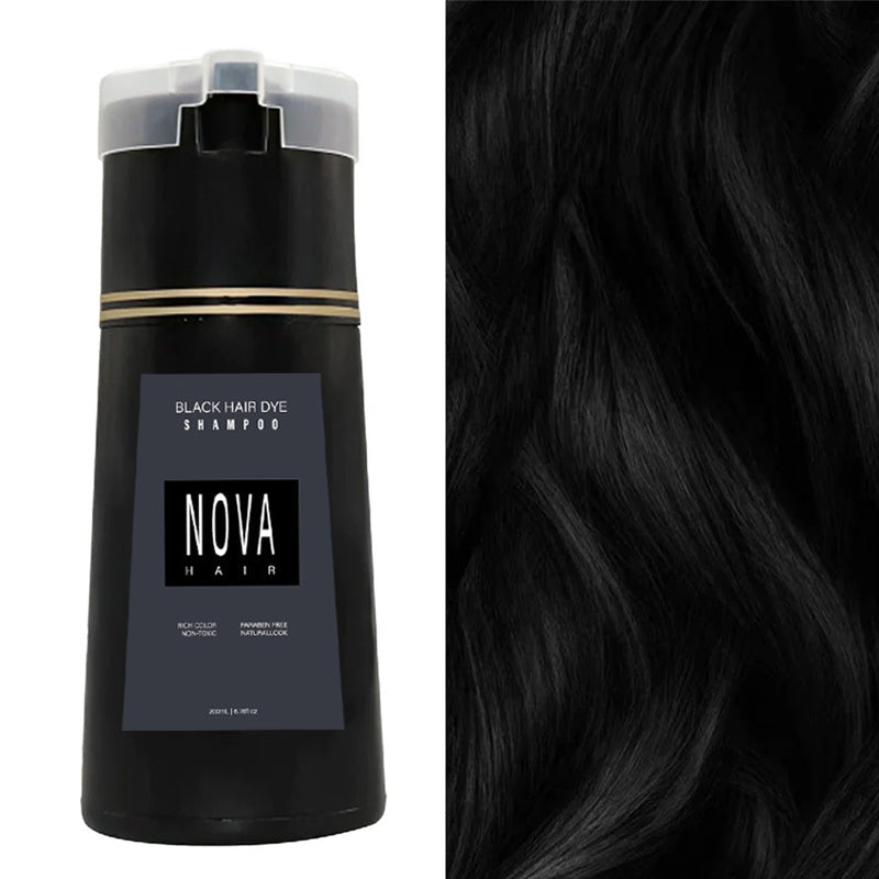 Hair Color Shampoo – Ammonia-Free Gray Coverage in 10 Minutes – Enriched with Fo-ti, Ginseng & Mushroom Extract for Healthy Shine