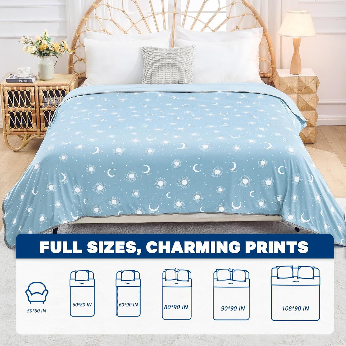 Confort douillet | Couverture rafraîchissante en tissu double face | Couverture d'été légère pour les dormeurs ayant chaud et les voyages