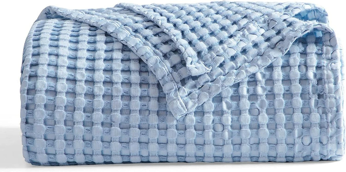 Cozy Haven | Couverture Queen légère en coton et bambou à tissage gaufré rafraîchissant | Jeté d'été doux pour ceux qui ont chaud la nuit