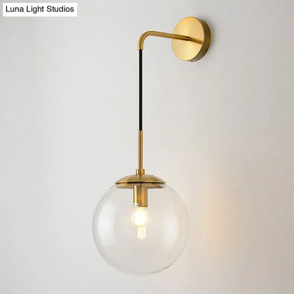 Contemporary Round Glass Wall Sconce | Modern Metal Orb Wall Fixture for Bedroom, Hallway, Foyer | E26 Base Socket | Available in Clear