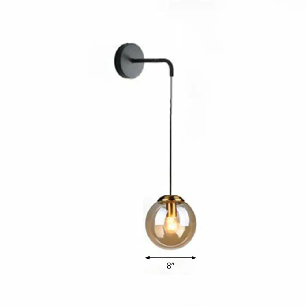 Contemporary Round Glass Wall Sconce | Modern Metal Orb Wall Fixture for Bedroom, Hallway, Foyer | E26 Base Socket | Available in Clear