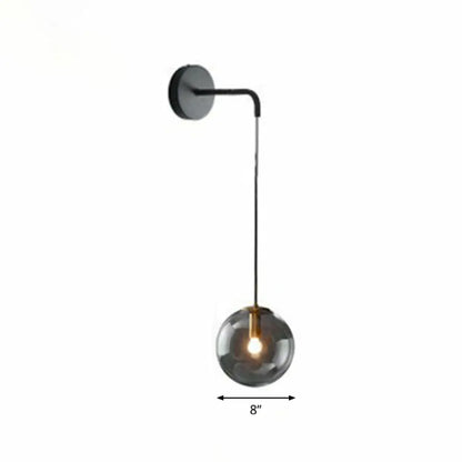 Contemporary Round Glass Wall Sconce | Modern Metal Orb Wall Fixture for Bedroom, Hallway, Foyer | E26 Base Socket | Available in Clear