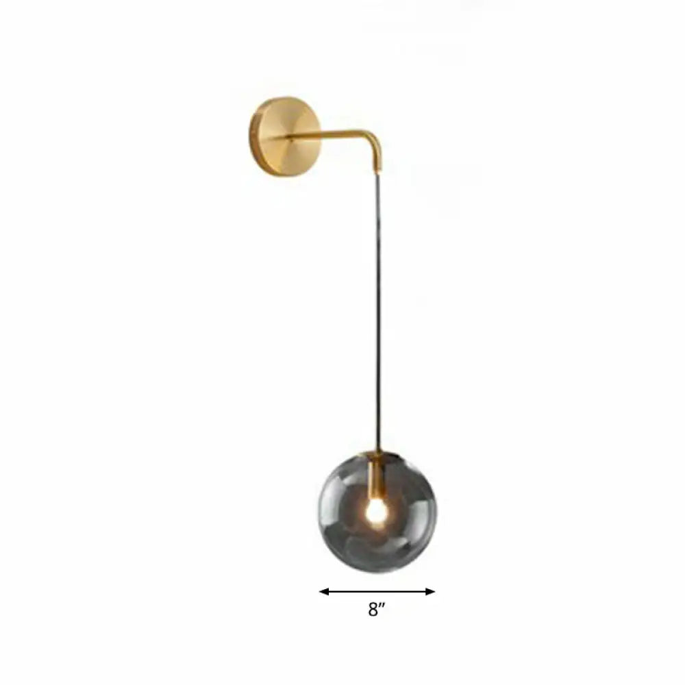 Contemporary Round Glass Wall Sconce | Modern Metal Orb Wall Fixture for Bedroom, Hallway, Foyer | E26 Base Socket | Available in Clear