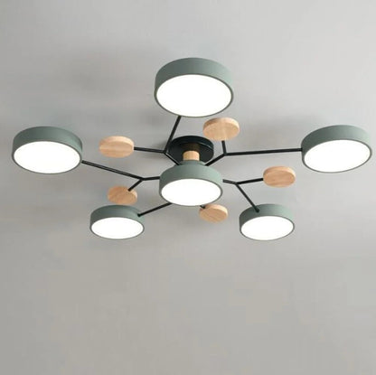 Semi-Flush Ring LED Ceiling Fixture – Multiple Rings, Iron & Acrylic, Dimmable Color Modes for Bedroom, Living Room & Hallway