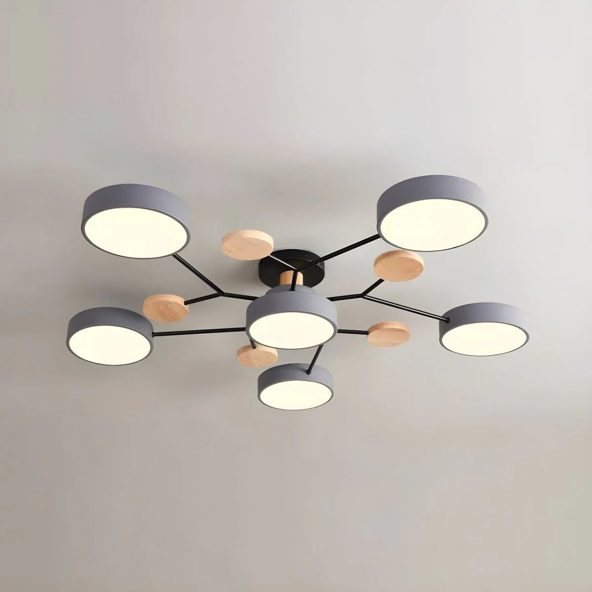 Semi-Flush Ring LED Ceiling Fixture – Multiple Rings, Iron & Acrylic, Dimmable Color Modes for Bedroom, Living Room & Hallway