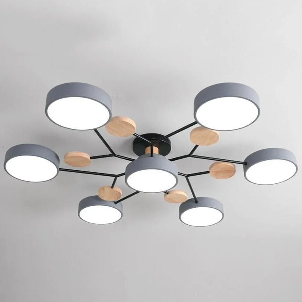 Semi-Flush Ring LED Ceiling Fixture – Multiple Rings, Iron & Acrylic, Dimmable Color Modes for Bedroom, Living Room & Hallway