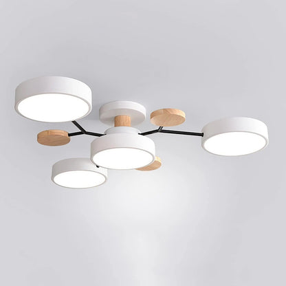 Semi-Flush Ring LED Ceiling Fixture – Multiple Rings, Iron & Acrylic, Dimmable Color Modes for Bedroom, Living Room & Hallway