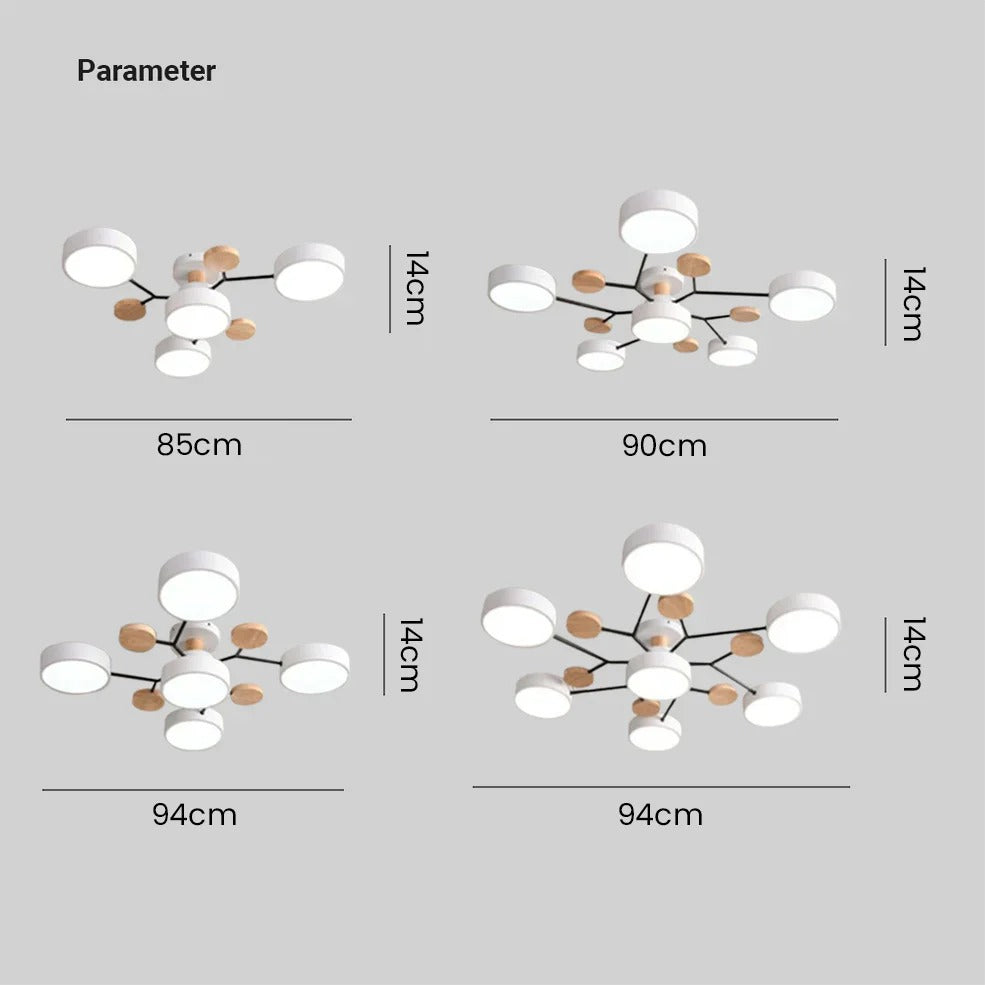Semi-Flush Ring LED Ceiling Fixture – Multiple Rings, Iron & Acrylic, Dimmable Color Modes for Bedroom, Living Room & Hallway