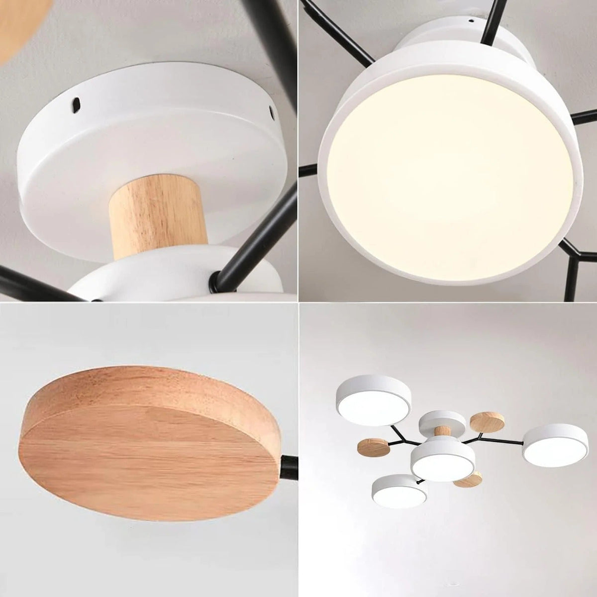 Semi-Flush Ring LED Ceiling Fixture – Multiple Rings, Iron & Acrylic, Dimmable Color Modes for Bedroom, Living Room & Hallway