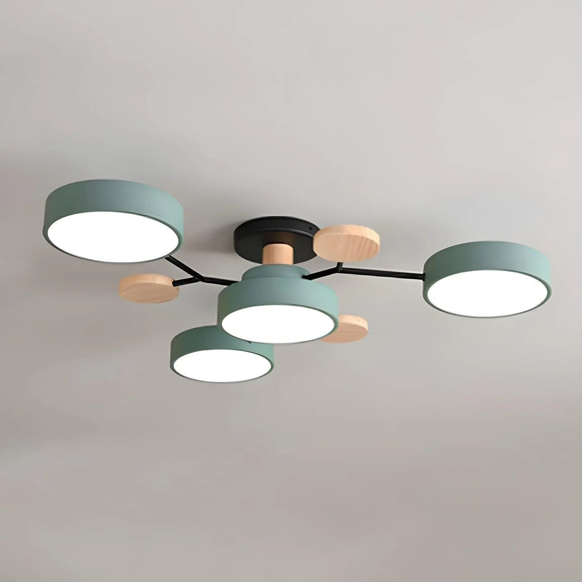 Semi-Flush Ring LED Ceiling Fixture – Multiple Rings, Iron & Acrylic, Dimmable Color Modes for Bedroom, Living Room & Hallway