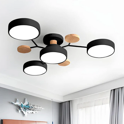 Semi-Flush Ring LED Ceiling Fixture – Multiple Rings, Iron & Acrylic, Dimmable Color Modes for Bedroom, Living Room & Hallway