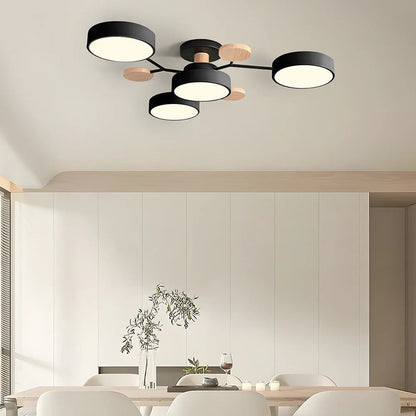 Semi-Flush Ring LED Ceiling Fixture – Multiple Rings, Iron & Acrylic, Dimmable Color Modes for Bedroom, Living Room & Hallway