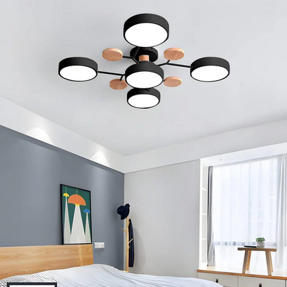 Semi-Flush Ring LED Ceiling Fixture – Multiple Rings, Iron & Acrylic, Dimmable Color Modes for Bedroom, Living Room & Hallway