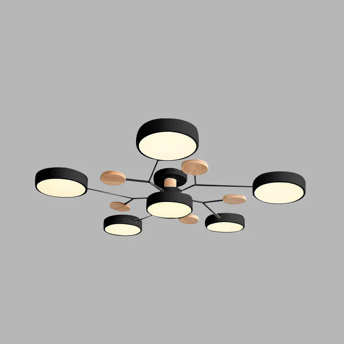 Semi-Flush Ring LED Ceiling Fixture – Multiple Rings, Iron & Acrylic, Dimmable Color Modes for Bedroom, Living Room & Hallway