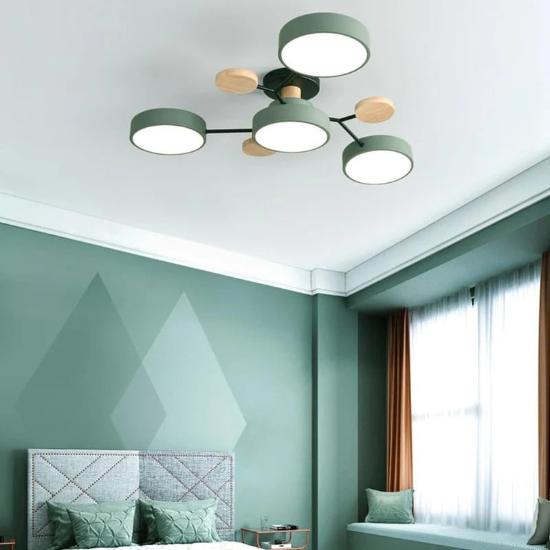 Semi-Flush Ring LED Ceiling Fixture – Multiple Rings, Iron & Acrylic, Dimmable Color Modes for Bedroom, Living Room & Hallway