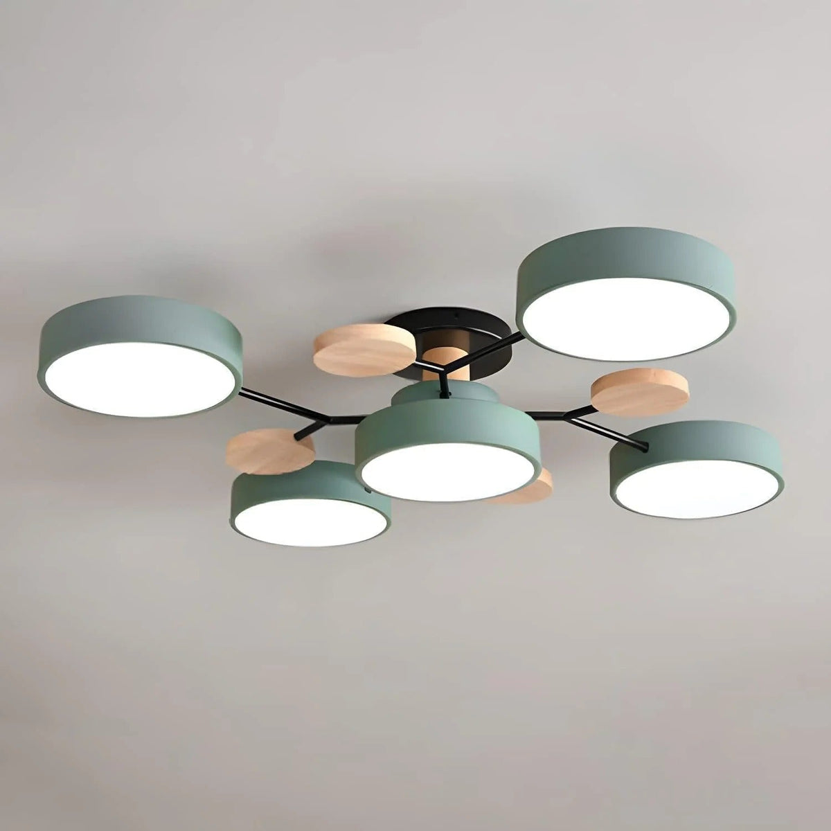 Semi-Flush Ring LED Ceiling Fixture – Multiple Rings, Iron & Acrylic, Dimmable Color Modes for Bedroom, Living Room & Hallway