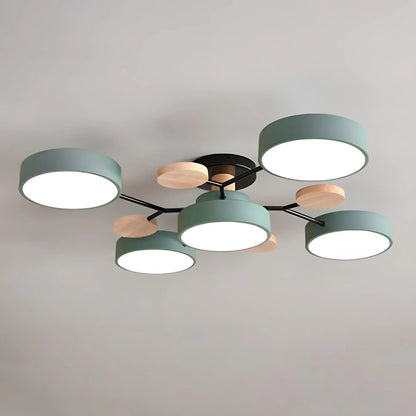 Semi-Flush Ring LED Ceiling Fixture – Multiple Rings, Iron & Acrylic, Dimmable Color Modes for Bedroom, Living Room & Hallway