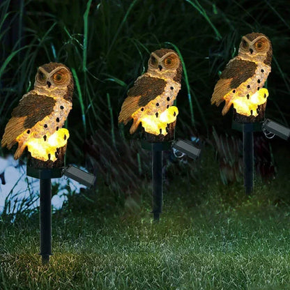 Solar-Powered Decorative Owl Pathway Stake Light for Garden, Patio & Yard with Auto On/Off LED Warm Glow