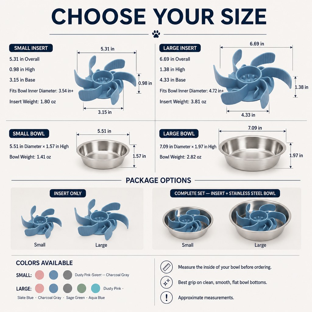 Ortekor Cut-to-Fit Slow Feeder Insert & Stainless Steel Bowl Set for Fast-Eating Dogs & Cats