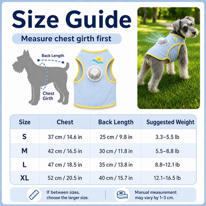Ortekor Cooling Fan Dog Summer Vest for Walks & Outdoor Heat Relief - Lightweight Sun Shirt for Small & Medium Dogs