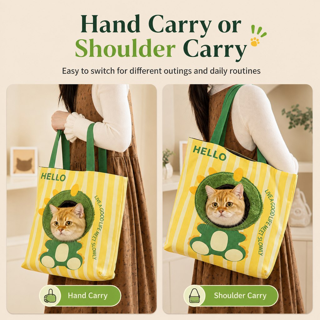 Ortekor Portable Small Pet Travel Tote Bag for Daily Outings - Lightweight Peek-Out Carrier for Cats & Puppies Under 6.6 lb