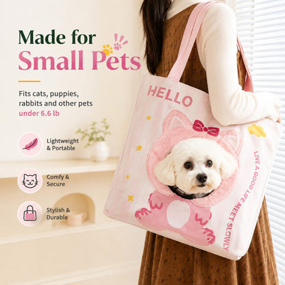 Ortekor Portable Small Pet Travel Tote Bag for Daily Outings - Lightweight Peek-Out Carrier for Cats & Puppies Under 6.6 lb