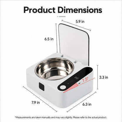 Ortekor Smart Motion Sensor Covered Cat Bowl for Cleaner Indoor Feeding - Auto Open Lid Helps Keep Food Covered from Dust, Hair & Flies