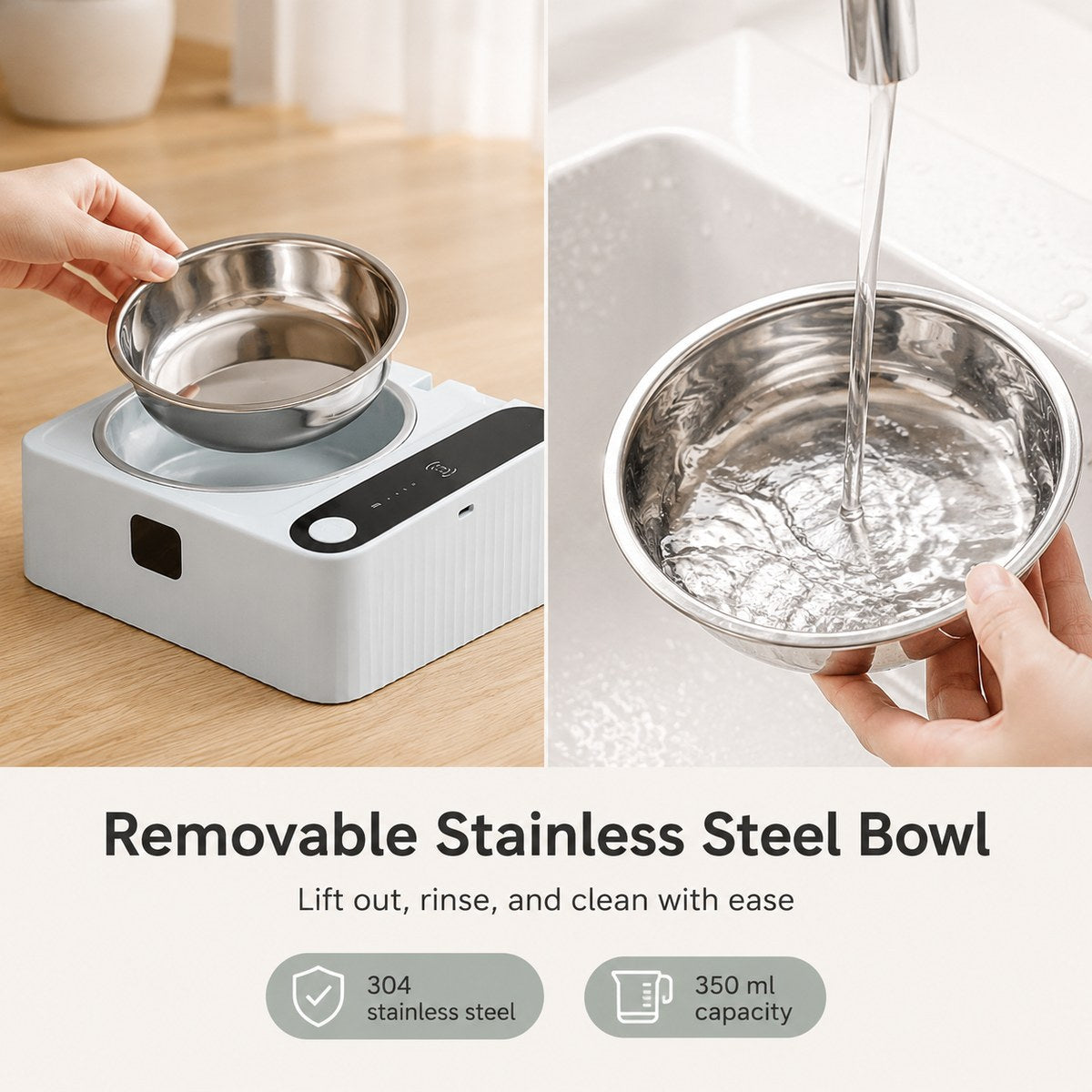Ortekor Smart Motion Sensor Covered Cat Bowl for Cleaner Indoor Feeding - Auto Open Lid Helps Keep Food Covered from Dust, Hair & Flies