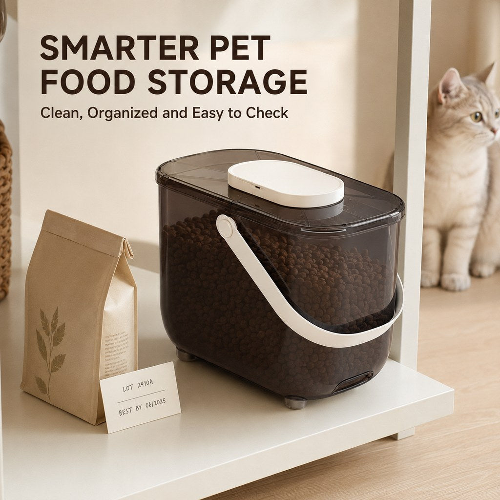 Ortekor 10L Automatic Vacuum Pet Food Storage Container for Pantry & Feeding Stations - Helps Reduce Air Exposure Between Meals