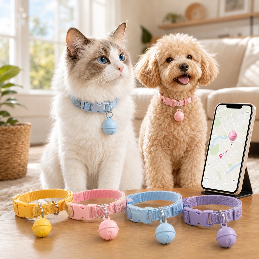 Ortekor Smart Pet Tracker Bell Collar for Cats & Small Dogs - Find Hiding Pets Faster at Home, in the Yard & on Daily Walks