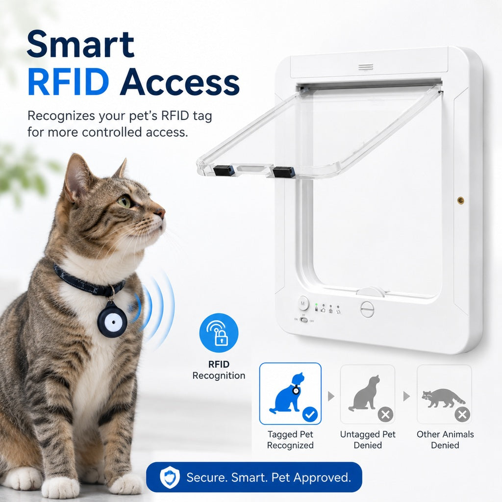 Ortekor Smart RFID Cat Door for Litter Rooms & Pet-Only Spaces - Selective Access Pet Door to Help Keep Unwanted Animals Out