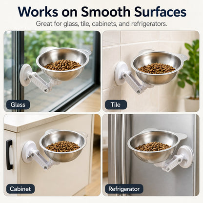 Ortekor No-Drill Wall-Mounted Pet Bowl for Small Dogs & Cats - Elevated Feeding for Cleaner Floors