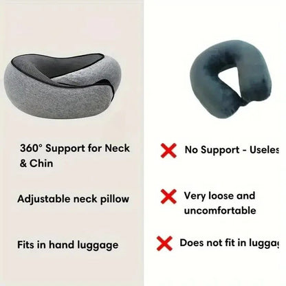 Oreiller de voyage à mémoire de forme – Design ergonomique en U pour les vols, les trajets en voiture et le camping