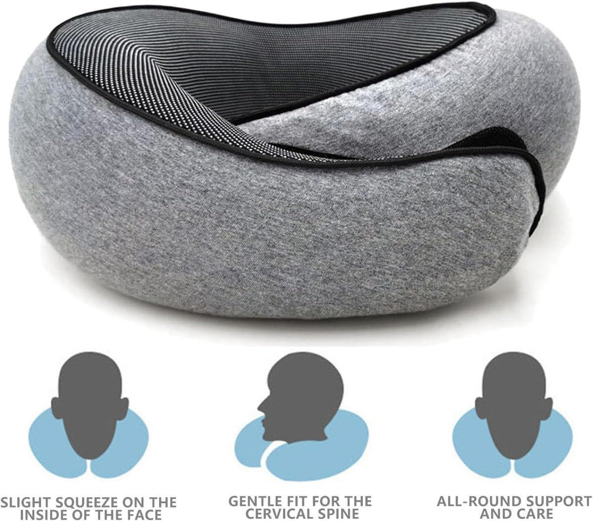 Oreiller de voyage à mémoire de forme – Design ergonomique en U pour les vols, les trajets en voiture et le camping